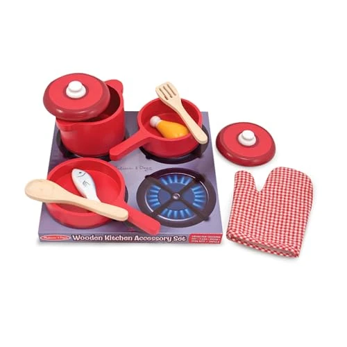Melissa & Doug- Set di Accessori per Cucina in Legno, Giochi in Legno per Bambini, Giocattoli Montessori I Giocattoli di ruolo, Regalo per Bambina e Bambino dai 3 4 5 6 7 Anni