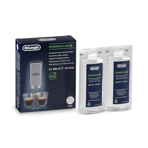 Offerta a tempo: De'Longhi EcoDecalk Mini Decalcificante DLSC200, 2 Dosi di Decalcificazione, Accessorio Manutenzione Macchina da Caffè, Ingredienti di Origine Vegetale, 2x100ml - 54% da 10.99 € a 5.04 €