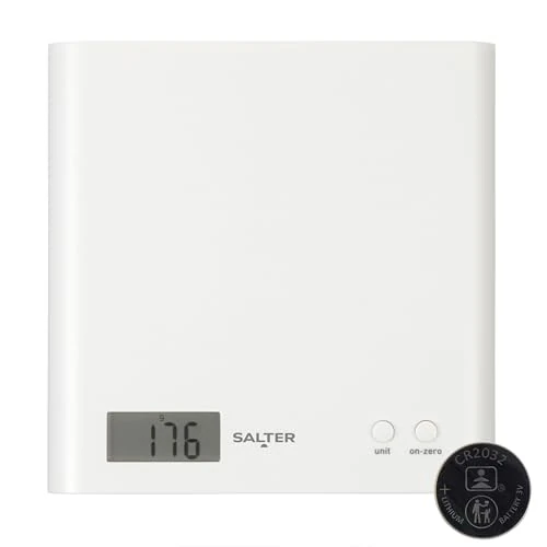 Limited-time offer: Salter Digital Kitchen Scale - 3kg Capacity, Battery Included, High Precision, Accurate Food Weighing, Easy Read Display, Add & Weigh, Zero Function, Slim Design, Wipe Clean, White, 15 Year Guarantee from 10.00 GBP to 10.00 GBP (save 0%)