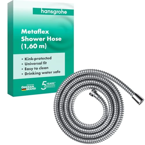 Offerta a tempo: hansgrohe Metaflex - Tubo flessibile doccia 1,60 m con protezione antitorsione e antipiega, incl. guarnizioni cromo, 28266000 - 14% da 19.52 € a 16.80 €