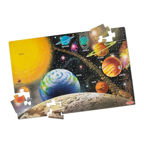 Melissa & Doug 10413 Sonnensystembodenpuzzles, leicht zu reinigende Oberfläche, fördert die Hand-Augen-Koordination, 48 Stück, mehrfarbig, 91,44 x 60,96 cm (L x B) - FSC zertifizierte
