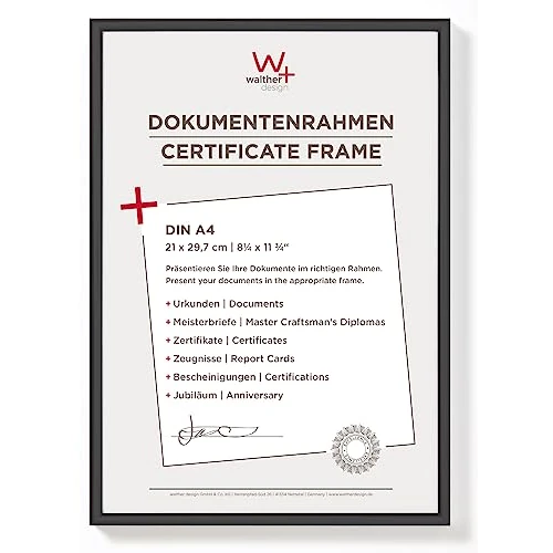 Offerta a tempo: walther design cornice nera 21 x 29,7 cm (DIN A4) Nuovo stile di vita Cornice in plastica KV130B - 46% da 13.99 € a 7.49 €