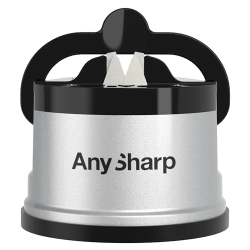 Offre limitee: AnySharp Aiguiseur de Couteaux, Sécurité Mains Libres, Ventouse PowerGrip, Aiguise en Toute Sécurité Tous les Couteaux de Cuisine, Idéal pour l'Acier Trempé & Dentelé | Le Meilleur au Monde | Argent de 14.99 EUR a 10.80 EUR (economie 28%)