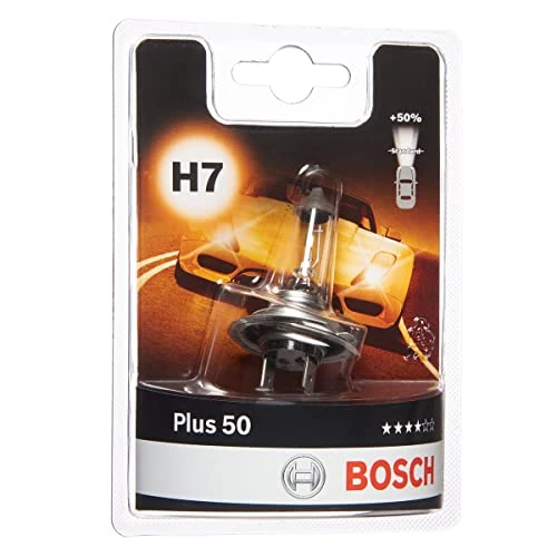 Begrenztes Angebot: Bosch H7 Plus 50 Halogen-Glühlampe für Auto-Scheinwerfer, 12 V 55 W, 50 % mehr Licht - Lampensockel Typ PX26d - 1 Ersatz-Scheinwerferlampe von 8.74 EUR auf 7.60 EUR (Rabatt 13%)