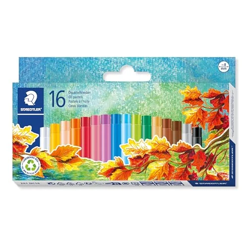 Zeitlich begrenztes Angebot: STAEDTLER 241 Öl-Pastellkreide – 16er Set, 8 mm rund | Sortierte Farben, wasserfest, farbintensiv, bruchfest – Maltechnik – Art.-Nr. 241 NC16 von 6.15 € auf 5.64 € (8% Rabatt)
