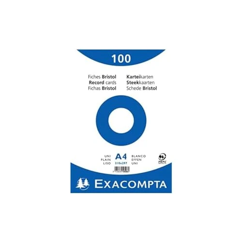 Exacompta 10506E Paquete de 100 Fiches Bristol retractiladas 21 x 29, 7 cm Liso no-perforadas Blancas