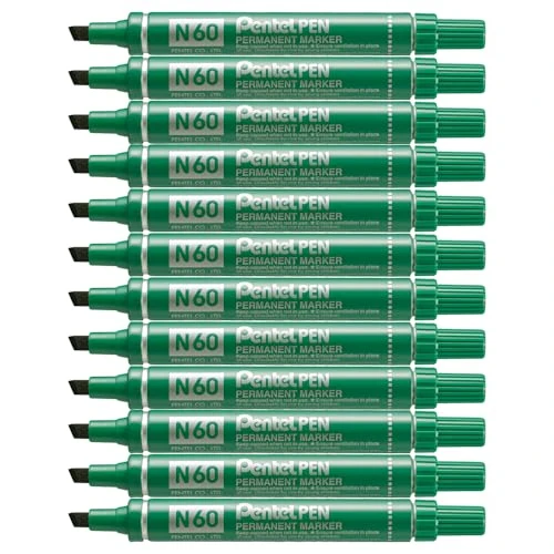 Offerta a tempo: Pentel Pen N60 Marcatore Permanente Punta Scalpello Verde 12 Pezzi - 40% da 31.80 € a 18.95 €