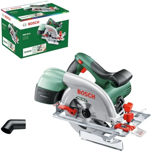 Offre limitée : Bosch Home and Garden Scie circulaire filaire - PKS 55 A (1200W, livrée avec lame pour bois, butée Parallèle, emballage carton) Vert 25,4 cm de 131.24 € à 79.90 € (39% de remise)