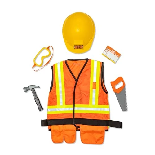 Melissa & Doug - Déguisement Chef De Chantier - Costume Enfant Avec Accessoires Pour Jeu D'Imitation - Tenue Chef De Chantier Pour Anniversaire Carnaval Halloween - Cadeau Enfant 3 Ans Et +
