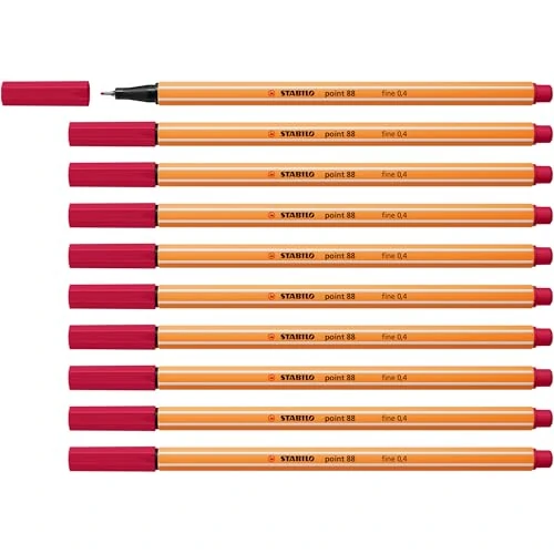 STABILO point 88 - Fineliner - Pack of 10 - Crimson