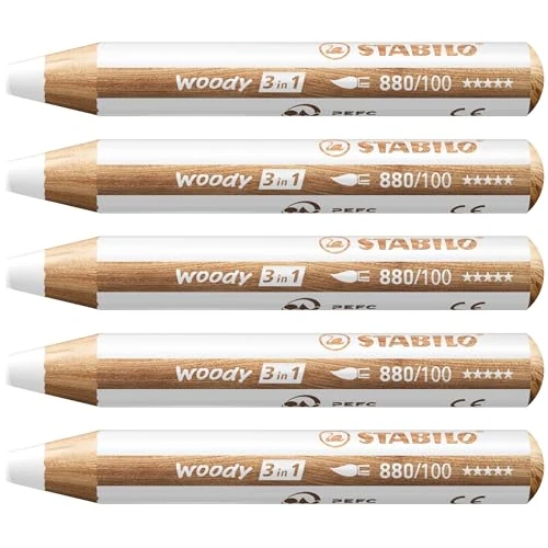 Limited-time offer: STABILO Woody 3 in 1 Multi Talent Pencil Crayon - White (Pack of 5) from $17.02 to $17.02 (save 0.00%)