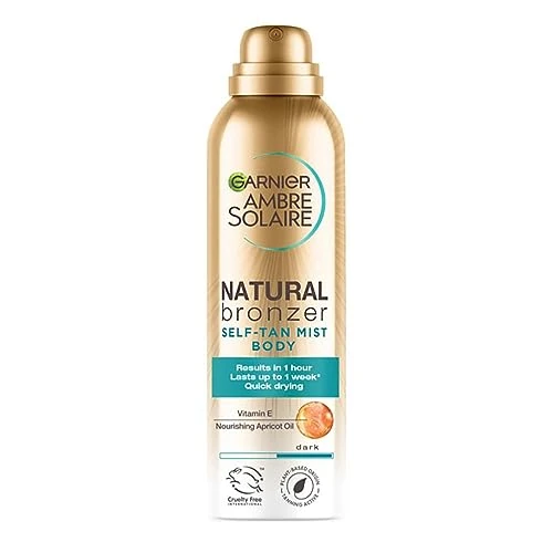 Limited-time offer: Garnier Ambre Solaire Fake Tan, Natural Bronzer Quick Drying Dark Self Tan Body Mist, Intense & Streak Free Fake Tan, Lasts Up to 1 week, Vegan Formula, Radient Glow For All Skin Types, 150ml from 12.50 £ to 8.32 £ (save 33%)