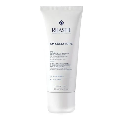 Offerta a tempo: Rilastil Crema Smagliature, Trattamento Contro le Smagliature, Emolliente, Idratante ed Elasticizzante, Confezione da 75 ml - 27% da 23.15 € a 16.80 €