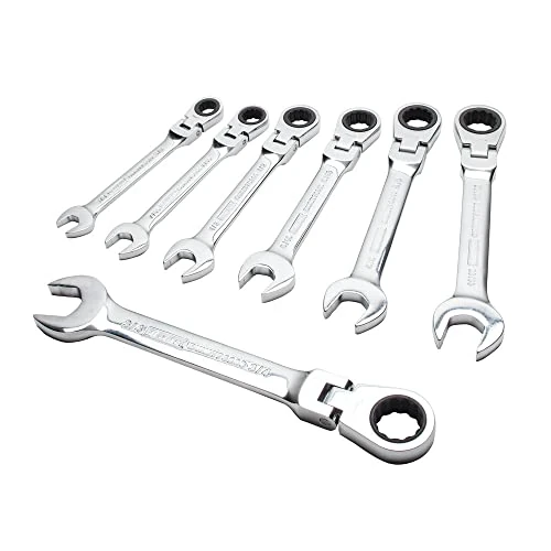DEWALT Combination Ratcheting Wrench Set, SAE/Standard Wrenches, Flex Head, 7-Piece (DWMT74195)