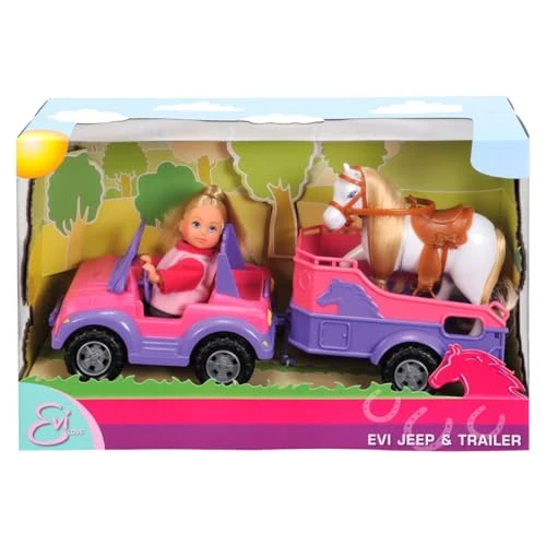 Tijdelijke aanbieding: Simba 105737460 - Evi Love Paardentrailer, meerkleurig, 12 cm, voor kinderen vanaf 3 jaar van 17.99 € naar 14.99 € (17% korting)