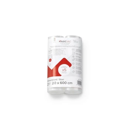 Offre limitée : Magic Vac, 2 Rouleaux Sous Vide Alimentaire 20x600 cm Rayés et Brevetés, Multicouche et Résistants, en Matériau Sans BPA Adapté au Contact avec les Aliments, Made in Italy de 14.90 € à 14.90 € (0.00% de remise)