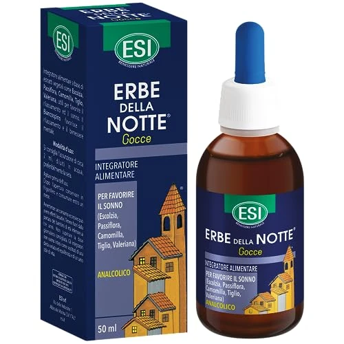 Offerta a tempo: ESI - Erbe della Notte, Integratore Alimentare in Gocce a Base di Passiflora, Camomilla e Valeriana, Favorisce il Sonno e Contrasta Ansia e Stress, Senza Glutine e Vegan, 50 ml - 22% da 12.00 € a 9.41 €
