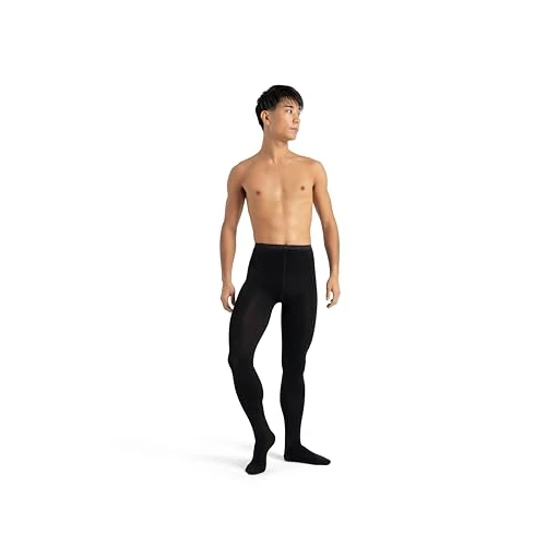 Capezio Knit Footed Dance Tights for Men with Back Seam, Opaque Mens Tights for Ballet, Dancing, Contemporary, Costume, MT11, Black, Adults XXL