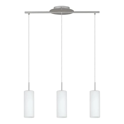 Eglo Troy 3 Lampada a Sospensione, Bianco/Cromo, 72 x 10.5 x 110 cm