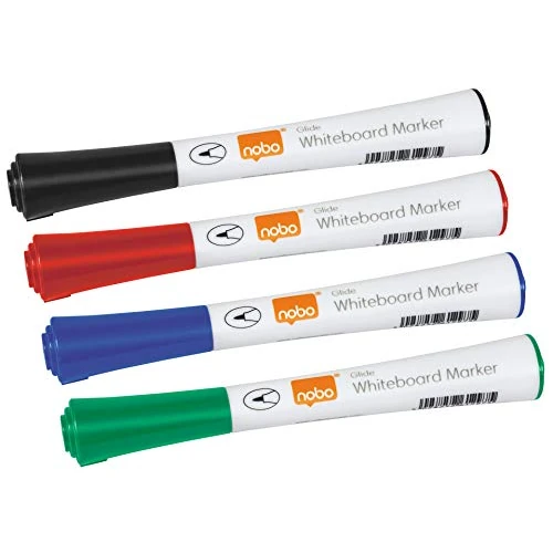 Offre limitée : Nobo Marqueurs Effaçables à Sec Glide pour Tableau Blanc, Pointe Fine de 1mm, Lot de 4, 1902077, Couleurs Assorties de 7.06 € à 4.17 € (41% de remise)