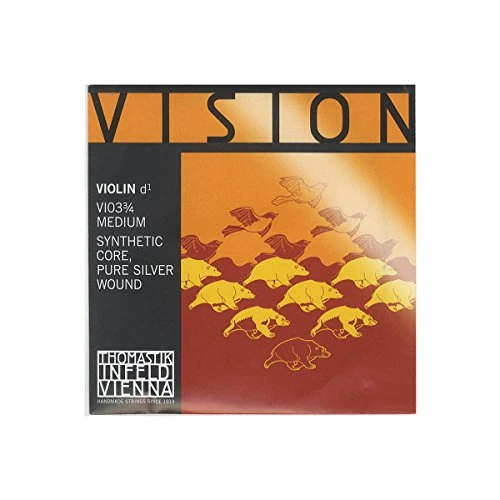 Thomastik Cuerda para violín 3/4 Vision - cuerda Re núcleo sintético, entorchado en plata pura, medio