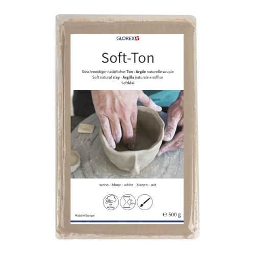 Offerta a tempo: GLOREX 6 8075 101 - Argilla Morbida Bianca 500 g, Argilla Naturale Che indurisce all'Aria Senza Cottura, particolarmente Morbida ed Elastica - 74% da 9.99 € a 2.63 €