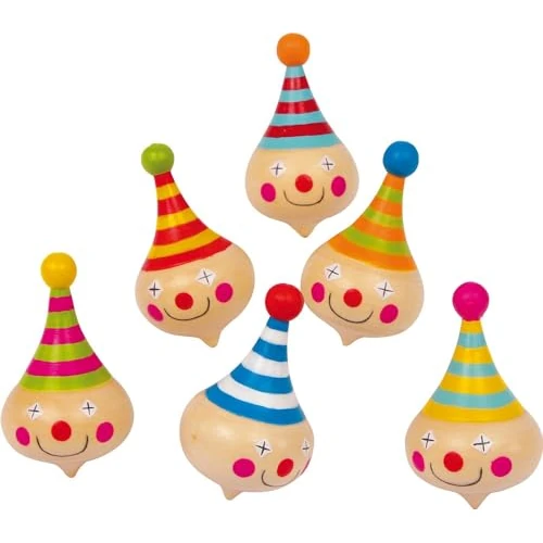 Limited-time offer: small foot 6138 Set of 6 spinning tops "Clown" made of wood, with clown faces, as a present or for birthdays, from 3 years old from 8.94 £ to 8.94 £ (save 0.00%)