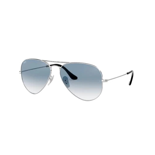 Offerta a tempo: Ray-Ban RB3025 Aviator Occhiali da Sole Unisex Adulto, Colore Argento, Lenti Blu sfumato chiaro, 55 mm - 35% da 155.00 € a 99.99 €