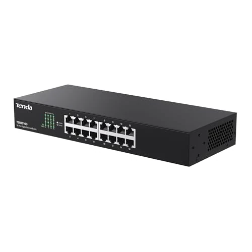 Offre limitée : Tenda Switch Ethernet 16 Ports, Switch Gigabit 10/100/1000 Mbps, Plug & Play, Rackable, Auto MDI/MDIX, Format Bureau, Boitier Métal pour Maison ou Petite Entreprise(TEG1016D) de 49.99 € à 44.99 € (10% de remise)