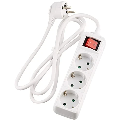 Offerta a tempo: Kopp Ciabatta elettrica a 3 scomparti con interruttore, con prese rotte di 45°, con maggiore protezione da contatto, con cavo di alimentazione da 1,4 m, H05VV-F3G1,5 mm², 16 A, 250 V, colore bianco - 40% da 11.95 € a 7.19 €