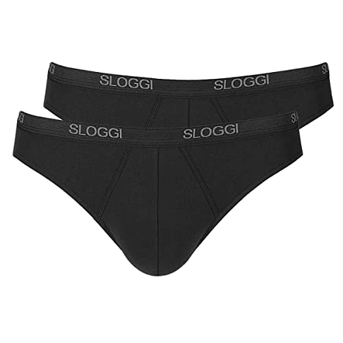 Sloggi Men Basic Mini Plain Boxer Briefs 2P, Black, Medium (Manufacturer Size: 34)