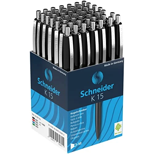 Limited offer: Schneider K15 Ballpoint Pens with Steel Clip Pack of 50 Black from 30.00 EUR to 15.18 EUR (save 49%)