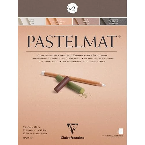 Offerta a tempo: Clairefontaine 96008C Blocco collato Pastelmat n°2 - 12 Fogli di carta Speciale per Pastelli secchi - 30x40 cm 360g - 4 Colori Assortiti - Divisori in carta Cristal - 20% da 41.70 € a 33.49 €