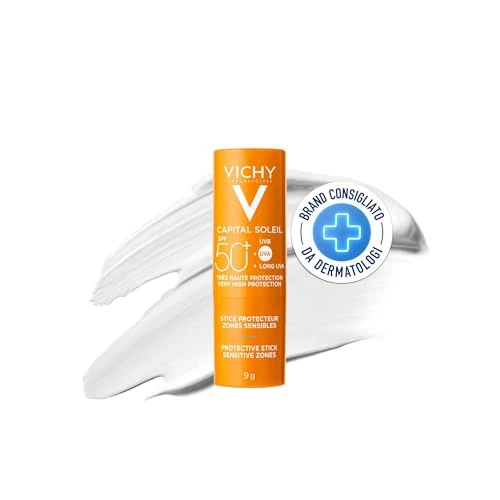Vichy, Capital Soleil Invisible Stick SPF50+, Pour les Zones Sensibles, Convient au Visage et au Corps, Haute Protection contre les Rayons UVA et UVB, 9 g