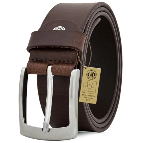 Limited-time offer: LINDENMANN Mens leather belt/Mens belt, full grain leather belt XXL, 2 Colors, black/dark brown, Größe/Size:115, Farbe/Color:brown from 30.17 £ to 30.17 £ (save 0.00%)
