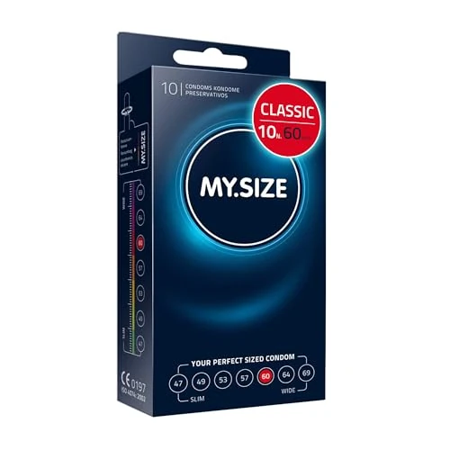 Offerta a tempo: MY.SIZE Preservativi classici misura 5 | 60 mm di larghezza | 10 pezzi confezione standard | preservativi premium extra sottili | preservativi fedeli al tatto | 0,07 mm di spessore delle pareti — 23% da 12,99 € a 9,99 €