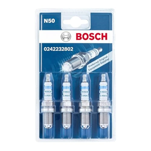 Offre limitée : Bosch Super 4 0242232802 (N50), Jeu de 4 Bougies d'Allumage pour un Démarrage Fiable et une Longue Durée de Vie des Moteurs à Essence - avec une Conception Robuste de 16.90 € à 16.06 € (5% de remise)
