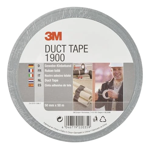 3M Nastro adesivo 1900 Value Nastro adesivo grigio argento per tutti i lavori di riparazione, etichettatura e sigillatura, 50 mm x 50 m, 1 rotolo di nastro adesivo