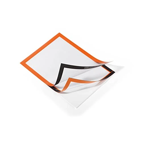 Durable 487209 Ramka informacyjna Duraframe (A4, samoprzylepna z magnetycznym zamknięciem) 2 sztuki, kolor pomarańczowy
