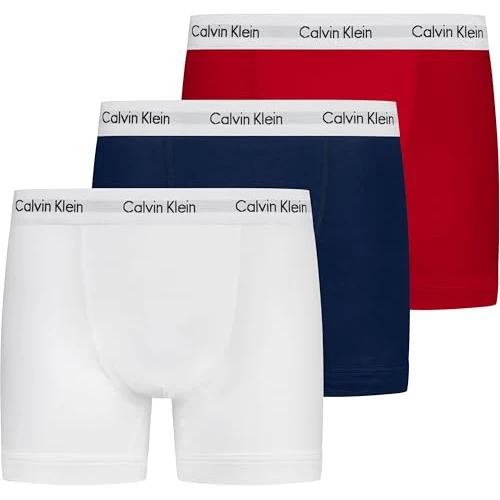 Offerta a tempo: Calvin Klein Uomo Pantaloncini Boxer Confezione da 3 Intimo, Multicolore (White/Red Ginger/Pyro Blue), S - 38% da 44.90 € a 27.89 €