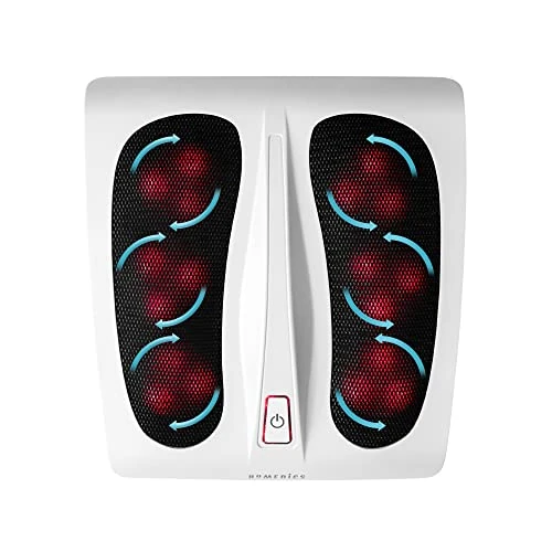Homedics Shiatsu Sole Soothing Foot Massager with Heat, 6 Rotating Nodes, 18 Massage Heads for Full Foot Massage Experience - White