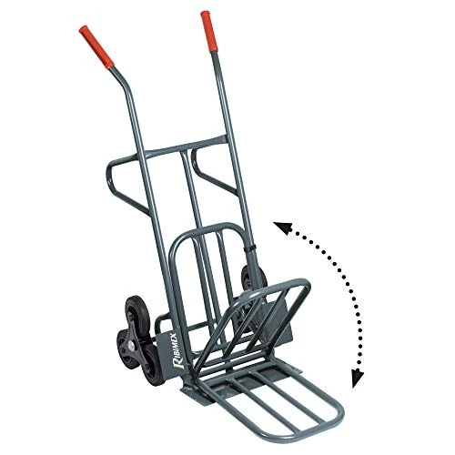 Ribimex Carrello a 6 Ruote per Carichi Fino a 250 kg, Ideale per Salire e Scendere le Scale, 3 Ruote in Nylon con Diametro 140 mm, Struttura in Metallo Verniciato con Pedana Pieghevole - PRCD6R