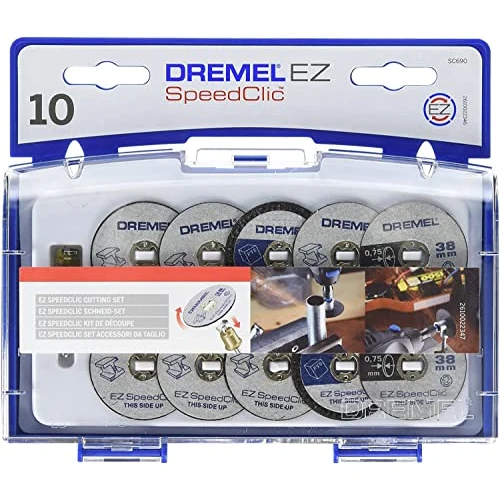 Dremel 690 EZ SpeedClic Juego de discos de corte - Kit de accesorios con 10 discos de corte para herramientas rotativas y mandril [Clase de eficiencia energética A