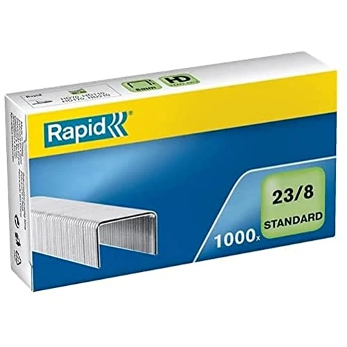 Rapid 23/8mm Standard Staples, For Stapling 10-40 Sheets, Use with Heavy Duty Staplers, Galvanised Wire, Box of 1000, 24869200