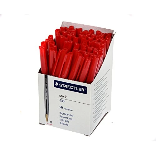 Offre limitée : Staedtler 430 M-2CP5 Stick 430 Stylo bille Pointe moyenne Rouge Boîte de 50 de 14.69 EUR à 14.69 EUR (remise 0%)