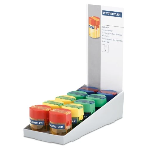Offerta a tempo: STAEDTLER espositore di temperamatite Noris, con serbatoio, confezione da 10 temperini in 4 varianti colore, 511 006 - 34% da 26.72 € a 17.52 €