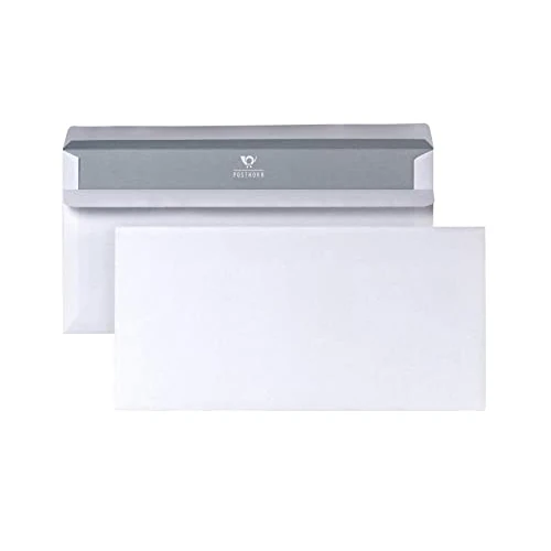 Offerta a tempo: Bong 1220617 Posthorn - Busta da lettera in formato DIN lungo, gommata con interno grigio, dimensioni 110 x 220 mm, 100 pezzi, colore: Bianco - 27% da 7.97 € a 5.79 €