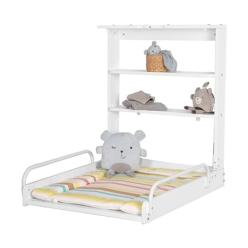 Offerta a tempo: Roba Baumann Mensola Fasciatoio Pieghevole - Montaggio a Parete Con Fasciatoio 'Jungle Baby' - Legno Bianco - 11% da 138.90 € a 123.62 €