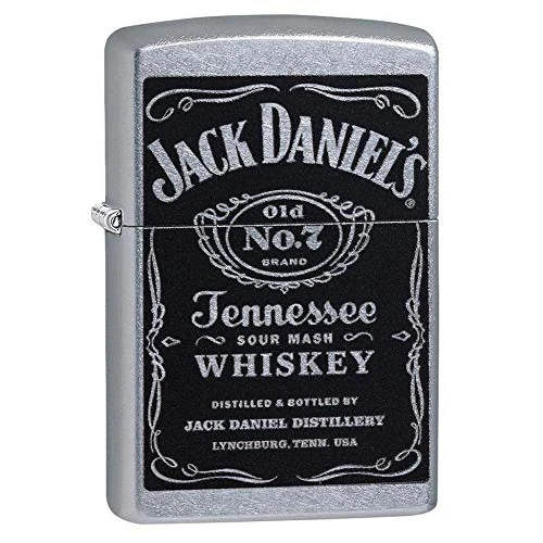 Zippo Feuerzeug mit Jack Daniel's Etikett, Street Chrome