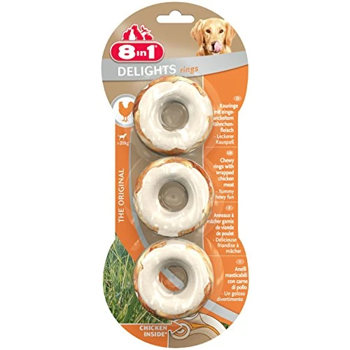 Tijdelijke aanbieding: 8in1 Delights Chicken, gezonde kauwsnack voor honden, hoogwaardig kippenvlees ingewikkeld in rundhuid, verschillende Varianten:, Ringen (3 stuks)., 3 Stuk van 6.72 € naar 6.72 € (0.00% korting)